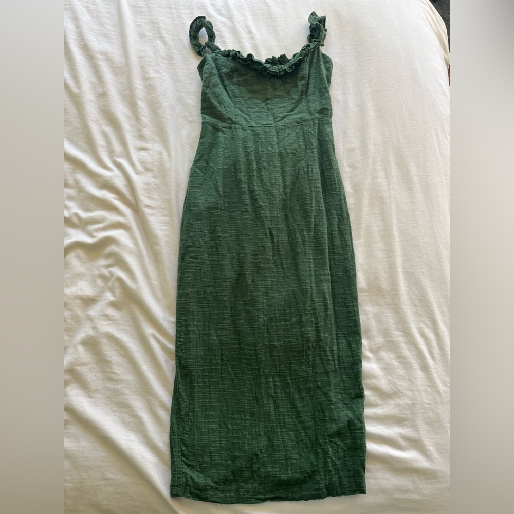 Elegant Green 100% Cotton Midi Dress